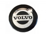 Naafdop zwart met zwart Volvo logo en Chrome ring (62-64MM) *